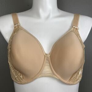 Elomi 42G EL8740NUE Amelia Bandless Spacer Molded Lace Bra Tan Underwire